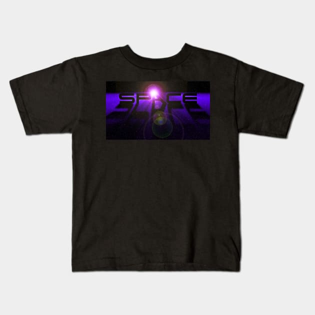 Space Design - Purple Kids T-Shirt by The Black Panther